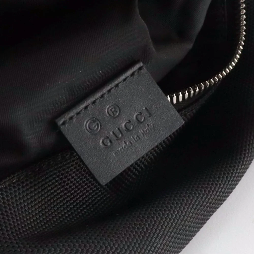 Gucci Black Techno Canvas Web Strap Belt Bag with Leather Trim